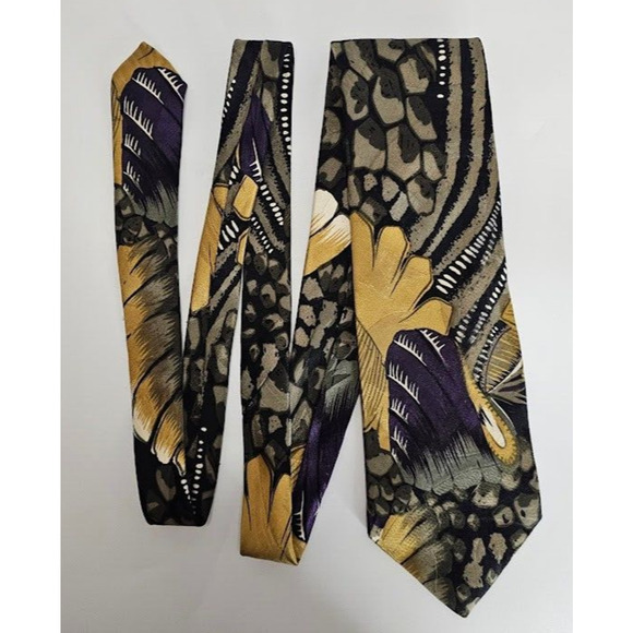 Neck Tie 100% Silk Screenplay By Martin Wong 4"x58" Multicolored Abstract Floral - Picture 6 of 6